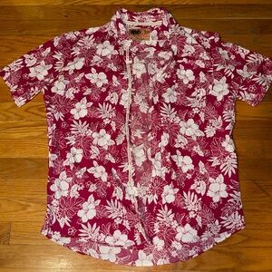Reyn Spooner Burgundy and White Floral Shirt